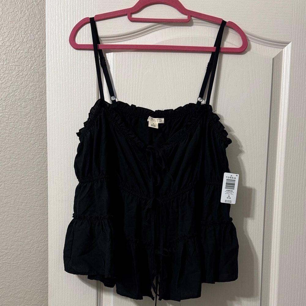 Torrid Festi 2X Elegant Black tie front Camisole
